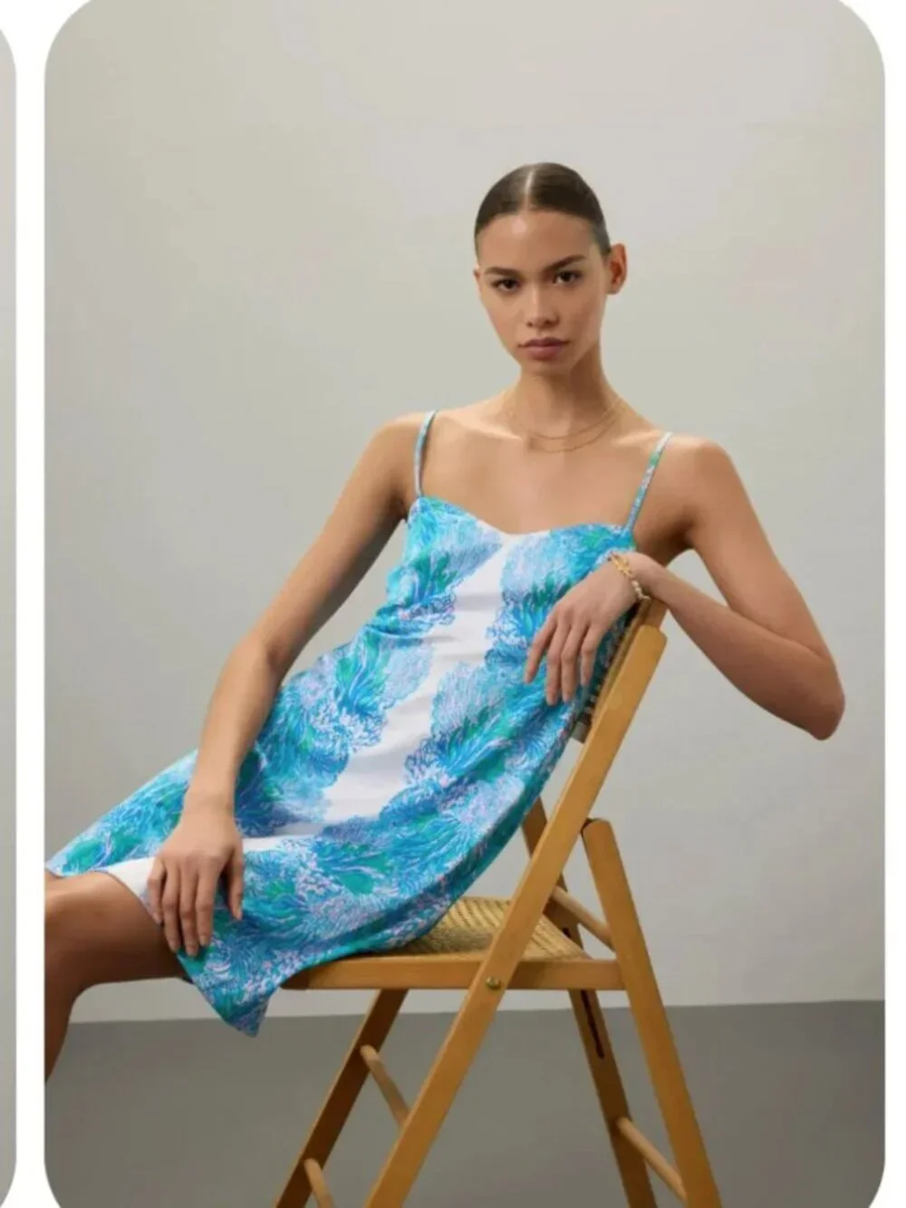 Lilly Pulitzer Gillian Satin Slip Mini Dress Las Olas Aqua blue coral print 6 - Picture 9 of 9